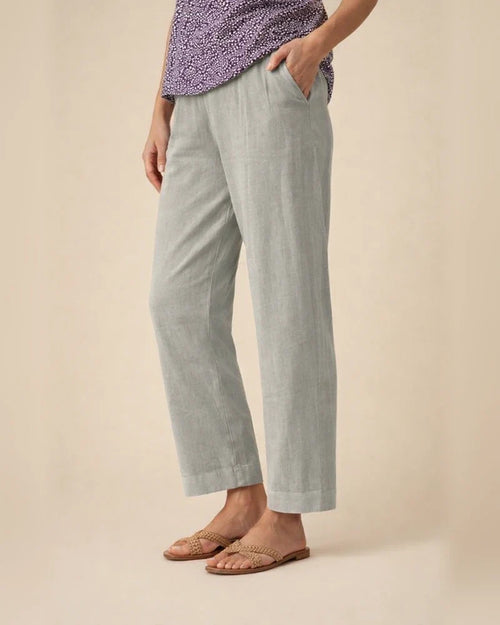 Women's Cotton Linen Loose Solid Color Elastic Waist Straight Casual Pants Plus Size Nine Pants | JRSEE:a203ecf9-4695-4ba7-8ec2-b62238b96750
