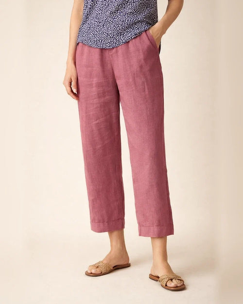 Women's Cotton Linen Loose Solid Color Elastic Waist Straight Casual Pants Plus Size Nine Pants | JRSEE:b20bd801-fe45-4fe5-b2b5-09bcc18f3ad5