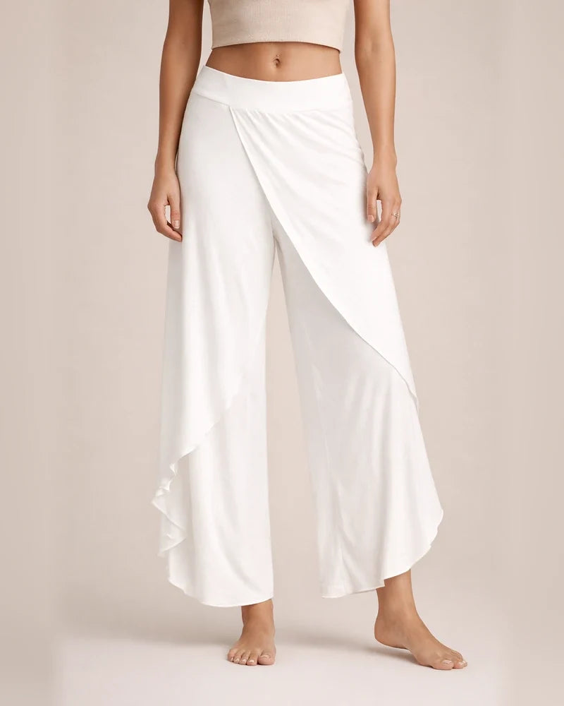 Women's Culottes Wide Leg Chinos Pants Trousers Wine Army Green Dark Gray Mid Waist Basic Casual / Sporty Casual Daily Yoga Ruffle Layered Stretchy Letter S M L XL XXL / Loose Fit / Split / Split | JRSEE:59acebe9-8b5b-49bc-94ae-69aaf7d7ccea