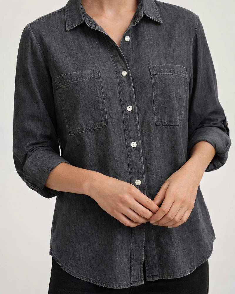 Women's Denim Shirt Spring and Fall New Loose Double Pockets Long-sleeved Versatile Casual Jacket Shirt | JRSEE:32f5921c-26d6-49f6-b853-d7a3a7e541b7