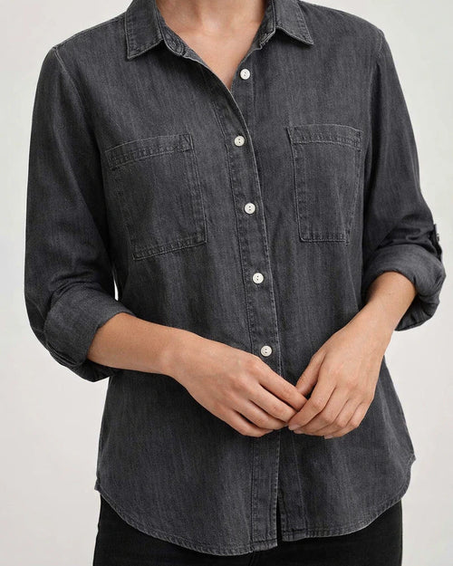 Women's Denim Shirt Spring and Fall New Loose Double Pockets Long-sleeved Versatile Casual Jacket Shirt | JRSEE:32f5921c-26d6-49f6-b853-d7a3a7e541b7