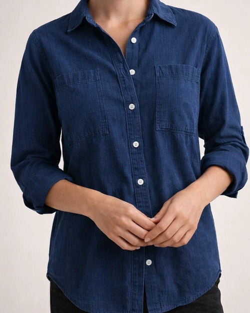Women's Denim Shirt Spring and Fall New Loose Double Pockets Long-sleeved Versatile Casual Jacket Shirt | JRSEE:f9688ead-af78-4421-8a84-9816f960b2d5
