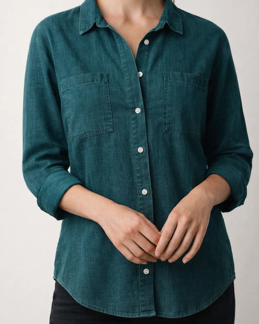 Women's Denim Shirt Spring and Fall New Loose Double Pockets Long-sleeved Versatile Casual Jacket Shirt | JRSEE:087c0704-1a4e-4783-aa8f-71bc834ef341