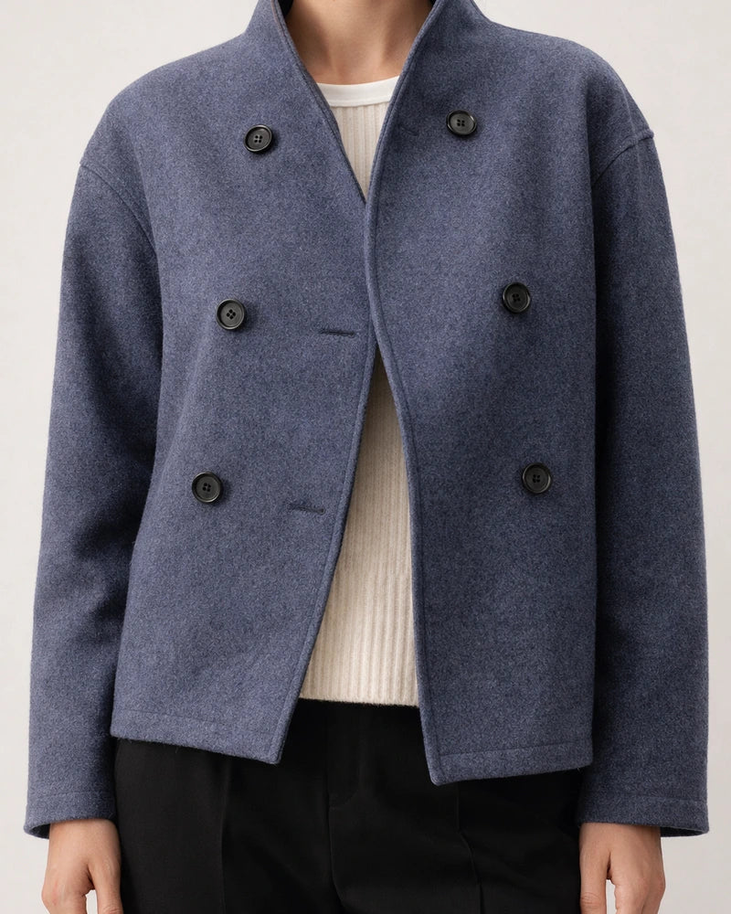 Women's Double-Breasted Solid Color Wool Coat - Casual Versatile and Stylish Outerwear | JRSEE:11a4e8cf-67a9-4f89-8c3b-c95e46ba656b