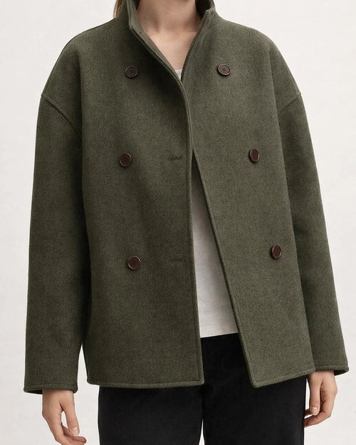 Women's Double-Breasted Solid Color Wool Coat - Casual Versatile and Stylish Outerwear | JRSEE:c67179f2-b8fc-4509-a93a-c223477147cc