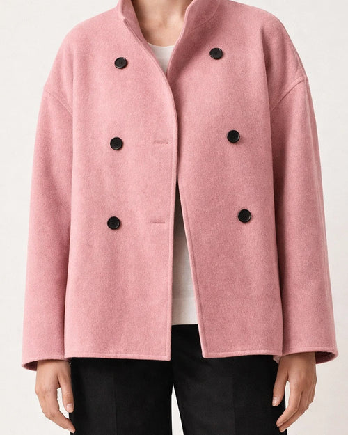 Women's Double-Breasted Solid Color Wool Coat - Casual Versatile and Stylish Outerwear | JRSEE:440ba736-7300-467b-bc2b-45434bf44e40