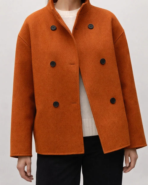 Women's Double-Breasted Solid Color Wool Coat - Casual Versatile and Stylish Outerwear | JRSEE:8ea50949-ee3d-4f16-96f3-e23a85817ed4