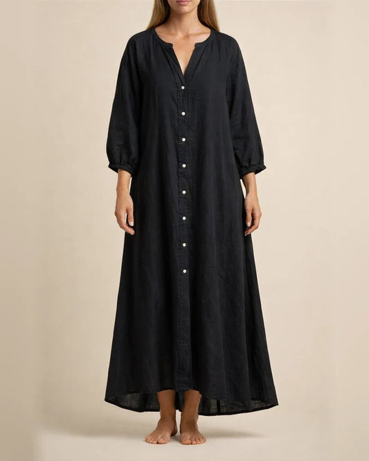 Women's Dresses Cotton Linen Shirt Long Dress Fashion Casual Long-sleeved Cardigan Dresses | JRSEE:e68a0900-45cd-4214-ac65-ac93f1d3ad69