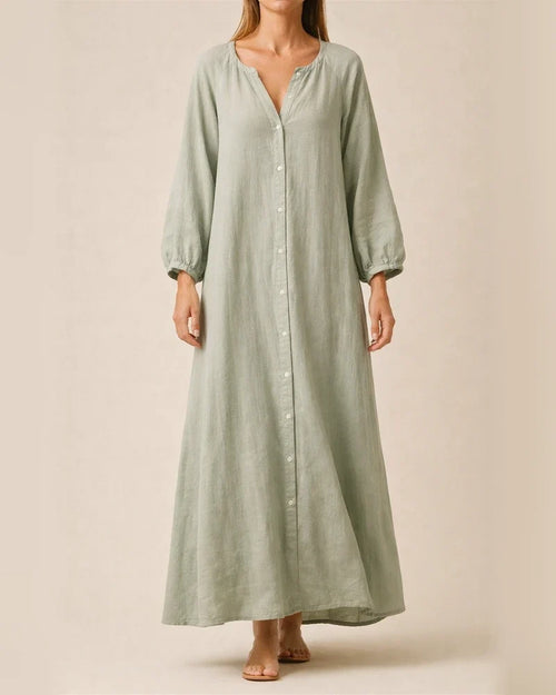 Women's Dresses Cotton Linen Shirt Long Dress Fashion Casual Long-sleeved Cardigan Dresses | JRSEE:d2ae4204-cd8a-4186-ba80-b7bcf1e2ec5a