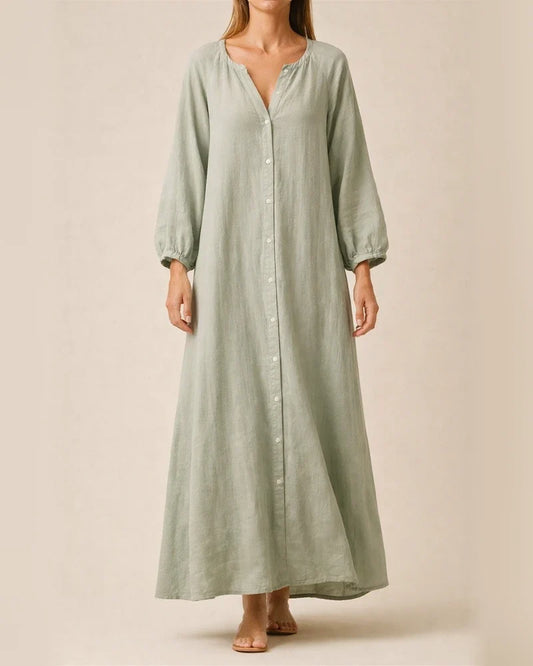 Women's Dresses Cotton Linen Shirt Long Dress Fashion Casual Long-sleeved Cardigan Dresses | JRSEE:d2ae4204-cd8a-4186-ba80-b7bcf1e2ec5a