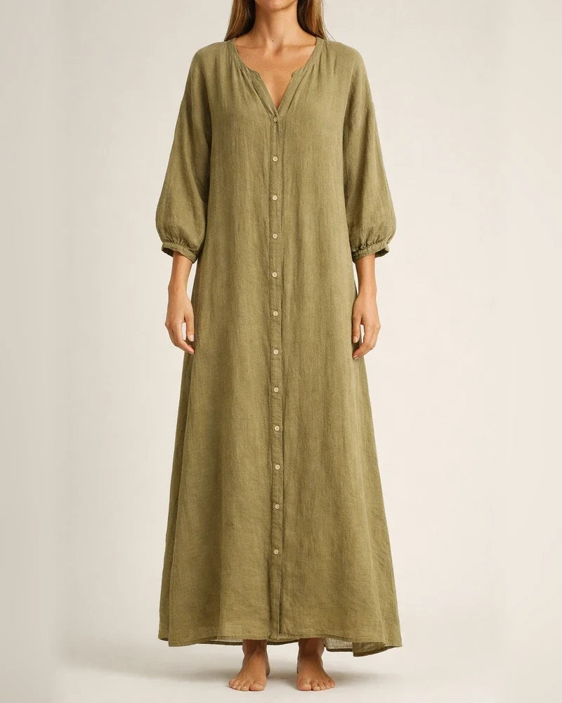Women's Dresses Cotton Linen Shirt Long Dress Fashion Casual Long-sleeved Cardigan Dresses | JRSEE:577dfdc3-2e23-41a8-81d5-527a3928ca66