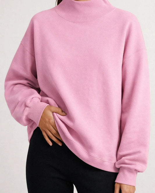 Women's Explosive Neckline Split Loose Casual Half-high Neck Padded Casual Style Commuter Sweater | JRSEE:bd84ab62-e03a-446d-a6ed-603593b523f8