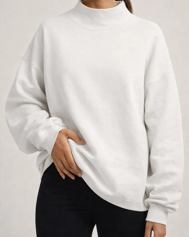 Women's Explosive Neckline Split Loose Casual Half-high Neck Padded Casual Style Commuter Sweater | JRSEE:aae0ec02-171a-4de4-a570-d89b8117d256
