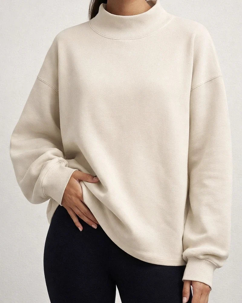 Women's Explosive Neckline Split Loose Casual Half-high Neck Padded Casual Style Commuter Sweater | JRSEE:954a3328-a9ab-4fe7-9bdd-9b05526ad142