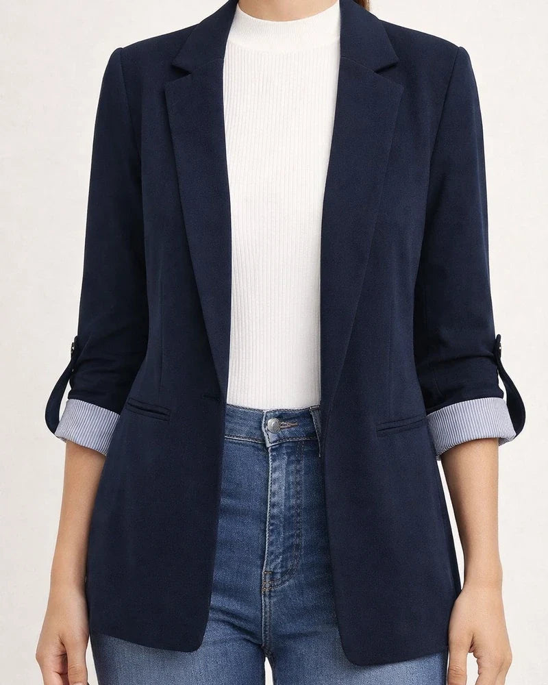 Women's Fall and Winter Fashion Splicing Lapel Slim Cardigan Temperament Suit Solid Color Jacket | JRSEE:5a9e6c61-41eb-4c21-8409-a61a57a99ae3