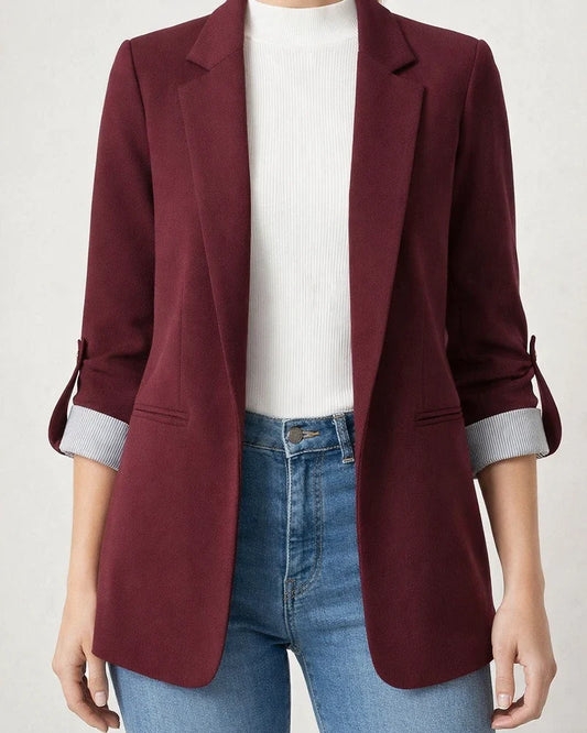 Women's Fall and Winter Fashion Splicing Lapel Slim Cardigan Temperament Suit Solid Color Jacket | JRSEE:77009c0a-c0c8-4632-916e-27bd1a08b6f5