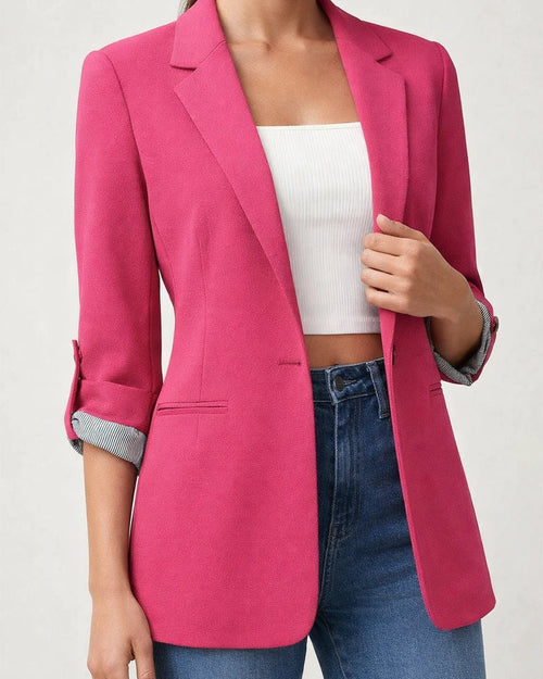 Women's Fall and Winter Fashion Splicing Lapel Slim Cardigan Temperament Suit Solid Color Jacket | JRSEE:4b5f71a7-1915-4f12-83bb-6655d043608f