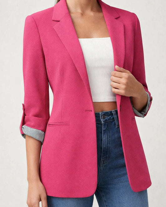 Women's Fall and Winter Fashion Splicing Lapel Slim Cardigan Temperament Suit Solid Color Jacket | JRSEE:4b5f71a7-1915-4f12-83bb-6655d043608f