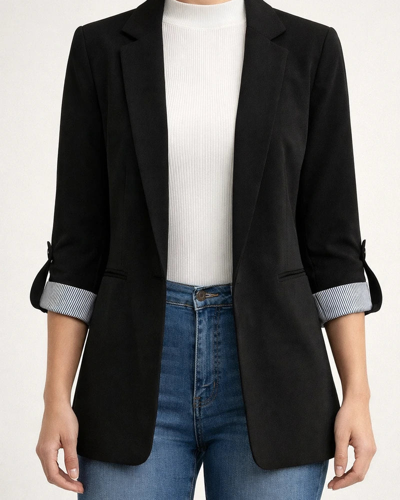 Women's Fall and Winter Fashion Splicing Lapel Slim Cardigan Temperament Suit Solid Color Jacket | JRSEE:72bd27ce-b147-47b8-b3fa-83d7c94c6573