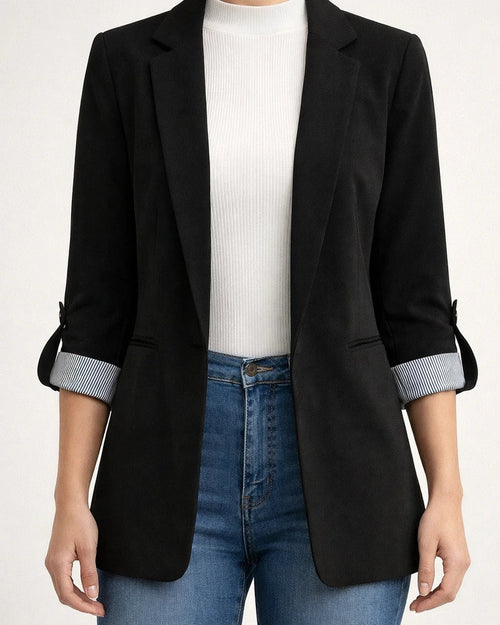 Women's Fall and Winter Fashion Splicing Lapel Slim Cardigan Temperament Suit Solid Color Jacket | JRSEE:72bd27ce-b147-47b8-b3fa-83d7c94c6573