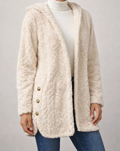 Women's Fall and Winter Hooded Solid Color Cardigan Buttons Long-sleeved Casual Jacket | JRSEE:f0189951-b94a-4018-9dcd-9e36f726357b