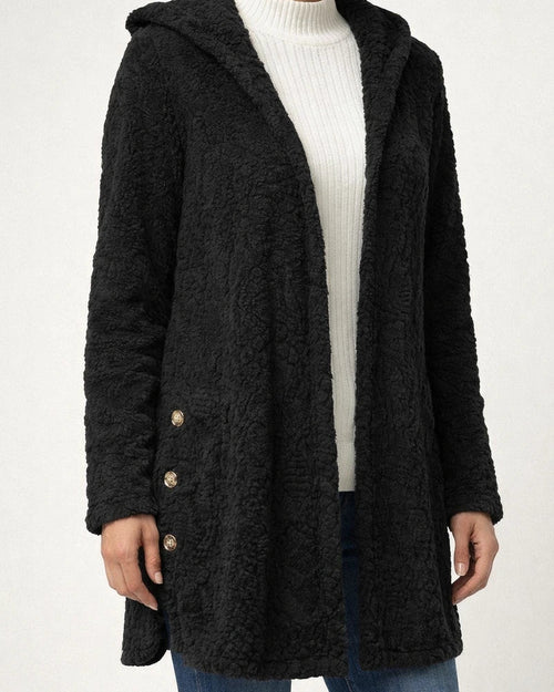 Women's Fall and Winter Hooded Solid Color Cardigan Buttons Long-sleeved Casual Jacket | JRSEE:364c0cda-4538-4829-a9d3-5f6d19e02645