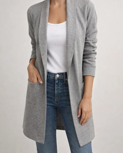 Women's Fall and Winter Lapel Long Knitted Cardigan Thin Tweed Jacket | JRSEE:7bb0f191-990d-41b7-b92f-46482be96533