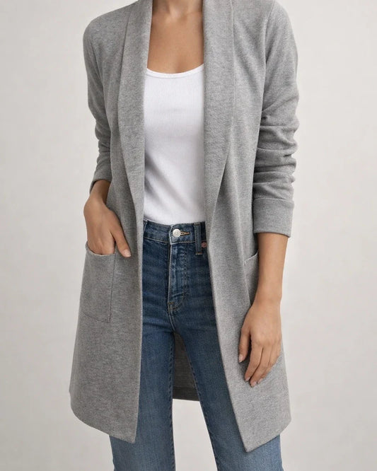 Women's Fall and Winter Lapel Long Knitted Cardigan Thin Tweed Jacket | JRSEE:7bb0f191-990d-41b7-b92f-46482be96533