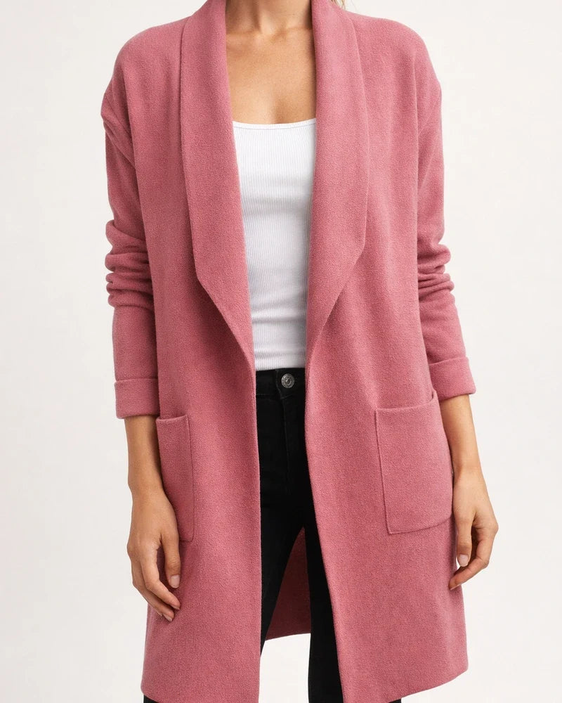 Women's Fall and Winter Lapel Long Knitted Cardigan Thin Tweed Jacket | JRSEE:7e0b51c7-37c9-41f7-9f98-663b804f0efc