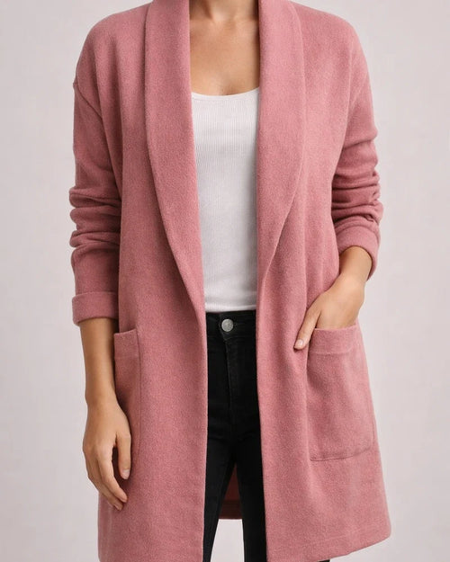 Women's Fall and Winter Lapel Mid-length Knitted Cardigan Thin Tweed Jacket | JRSEE:eef280eb-dbc8-4318-b184-0aa7ac12eb9c