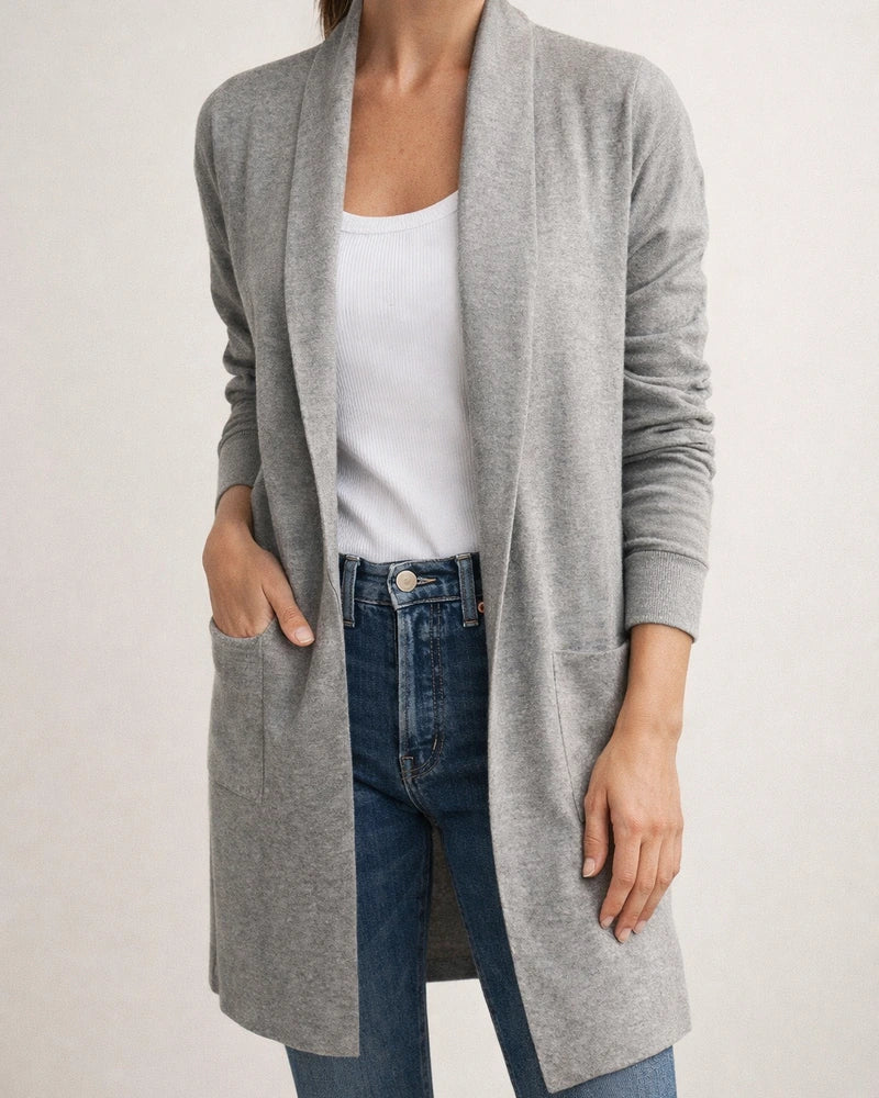 Women's Fall and Winter Lapel Mid-length Knitted Cardigan Thin Tweed Jacket | JRSEE:d231eab8-b442-49a9-8d1b-f9bb59409d2c