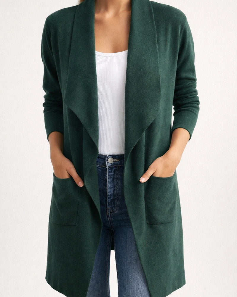Women's Fall and Winter Lapel Mid-length Knitted Cardigan Thin Tweed Jacket | JRSEE:568985a2-4651-482c-836e-3249570cbc2f