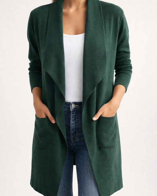 Women's Fall and Winter Lapel Mid-length Knitted Cardigan Thin Tweed Jacket | JRSEE:568985a2-4651-482c-836e-3249570cbc2f