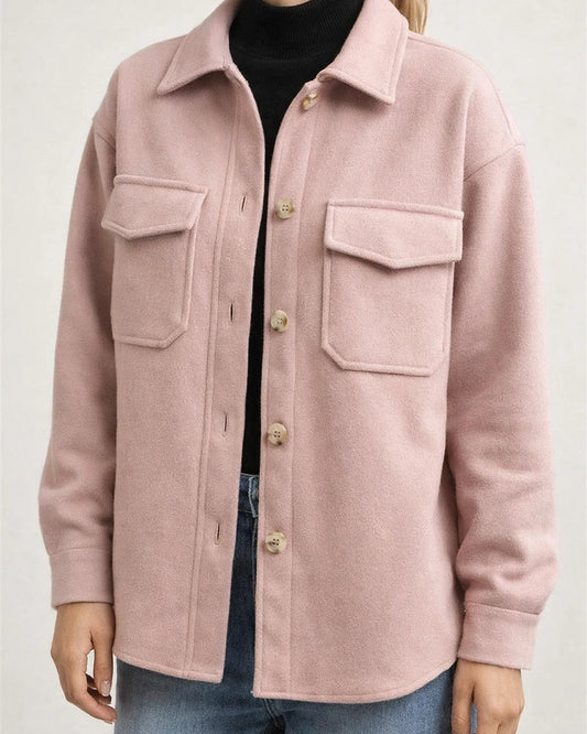 Women's Fall and Winter Lapel Single-breasted Thickened Solid Color Tweed Loose Jacket | JRSEE:37a693cb-2428-4c91-ae32-0b338b8a6ab1