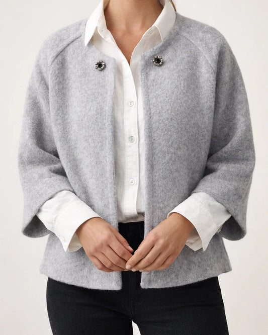Women's Fall and Winter Loose Short Cashmere Long-sleeved Jacket | JRSEE:7932ded9-e927-4551-82f2-96c50fd9a4f6