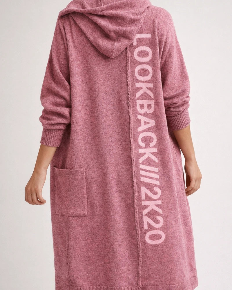 Women's Fall and Winter New Mid-length Cardigan Ordinary Long-sleeved Hooded Letters Knitted European and American Sweater Coat | JRSEE:b5ae4633-e4e2-4441-a3a2-3bb175c30070