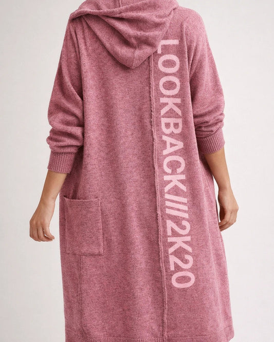 Women's Fall and Winter New Mid-length Cardigan Ordinary Long-sleeved Hooded Letters Knitted European and American Sweater Coat | JRSEE:b5ae4633-e4e2-4441-a3a2-3bb175c30070