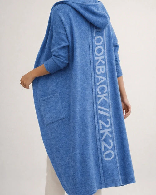 Women's Fall and Winter New Mid-length Cardigan Ordinary Long-sleeved Hooded Letters Knitted European and American Sweater Coat | JRSEE:07641975-bb39-4b45-ad34-b27907ccd727