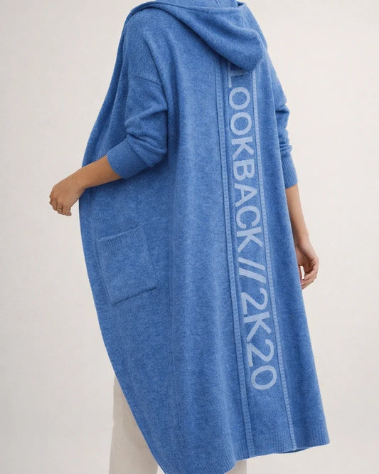 Women's Fall and Winter New Mid-length Cardigan Ordinary Long-sleeved Hooded Letters Knitted European and American Sweater Coat | JRSEE:07641975-bb39-4b45-ad34-b27907ccd727