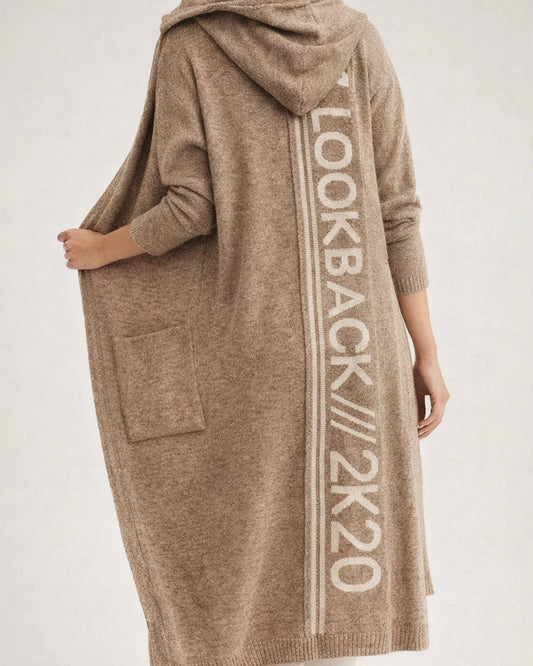 Women's Fall and Winter New Mid-length Cardigan Ordinary Long-sleeved Hooded Letters Knitted European and American Sweater Coat | JRSEE:0e1e67fe-adbf-4739-a22d-ede5687bbe7e
