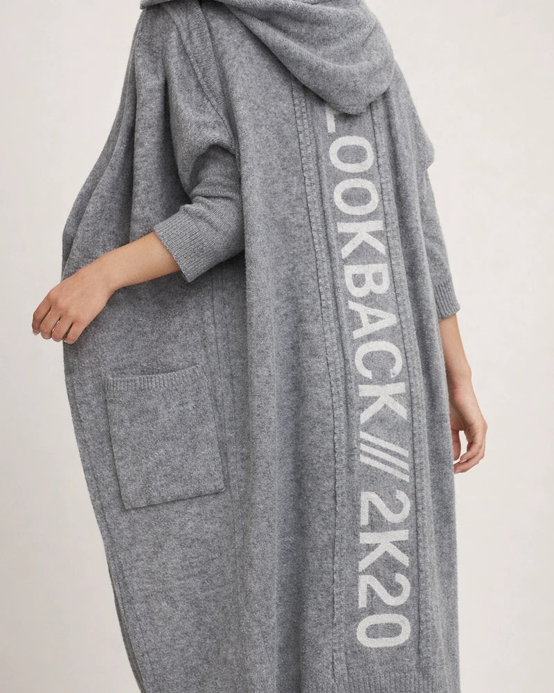 Women's Fall and Winter New Mid-length Cardigan Ordinary Long-sleeved Hooded Letters Knitted European and American Sweater Coat | JRSEE:db504ddc-63e3-4436-953c-143cc6c68078