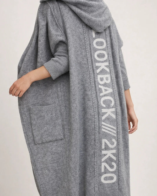 Women's Fall and Winter New Mid-length Cardigan Ordinary Long-sleeved Hooded Letters Knitted European and American Sweater Coat | JRSEE:db504ddc-63e3-4436-953c-143cc6c68078