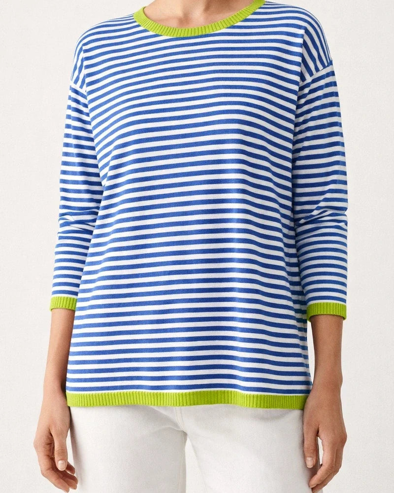 Women's Fall and Winter Round Neck Striped Colorful Long-sleeved Casual Sweater Loose | JRSEE:c4df5419-d9d9-4e94-a1fb-0618987b9e9e