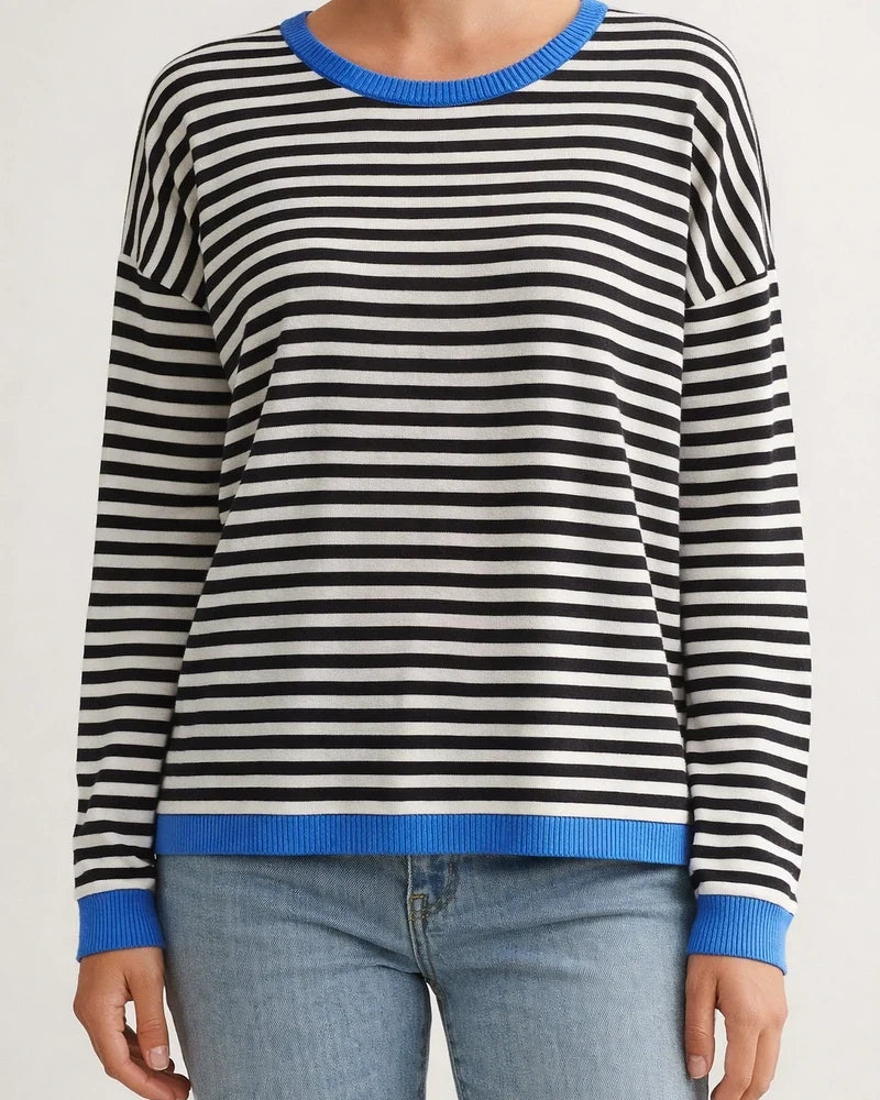 Women's Fall and Winter Round Neck Striped Colorful Long-sleeved Casual Sweater Loose | JRSEE:43528cc1-2807-495c-9a32-bfa821dae5e9