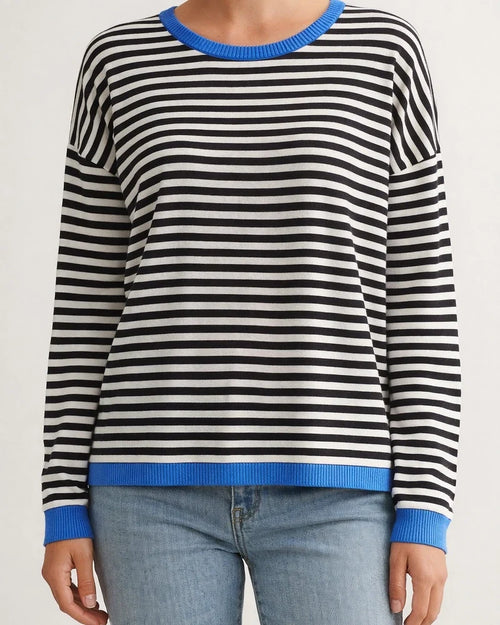 Women's Fall and Winter Round Neck Striped Colorful Long-sleeved Casual Sweater Loose | JRSEE:43528cc1-2807-495c-9a32-bfa821dae5e9