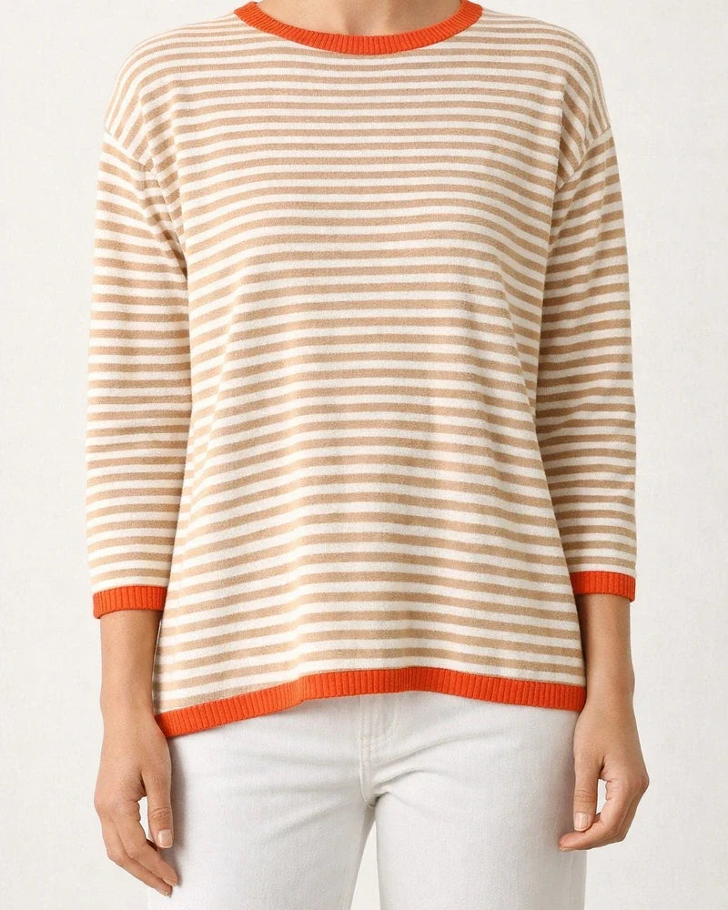 Women's Fall and Winter Round Neck Striped Colorful Long-sleeved Casual Sweater Loose | JRSEE:3989be7e-1dd9-4d8b-b096-c30562a0e8e0