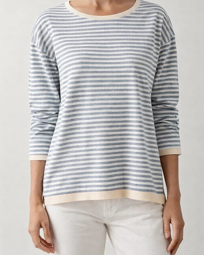 Women's Fall and Winter Round Neck Striped Colorful Long-sleeved Casual Sweater Loose | JRSEE:e148b289-4af6-47ff-82a2-1303bcd36e61