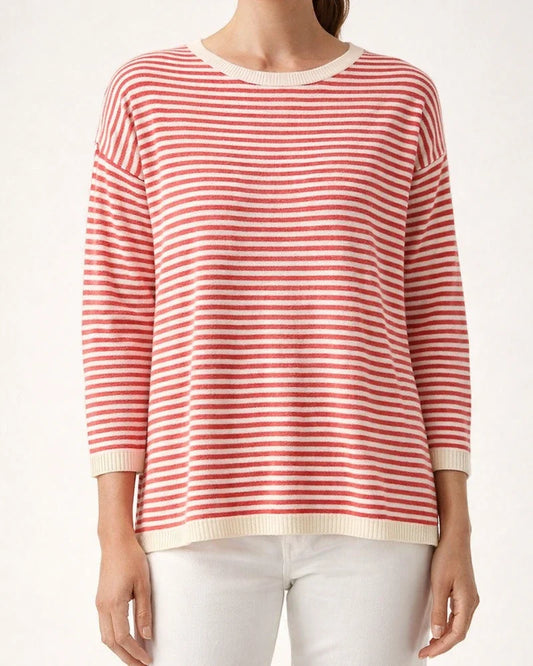 Women's Fall and Winter Round Neck Striped Colorful Long-sleeved Casual Sweater Loose | JRSEE:224528bf-b51a-42f9-a8e4-3d821e326be3