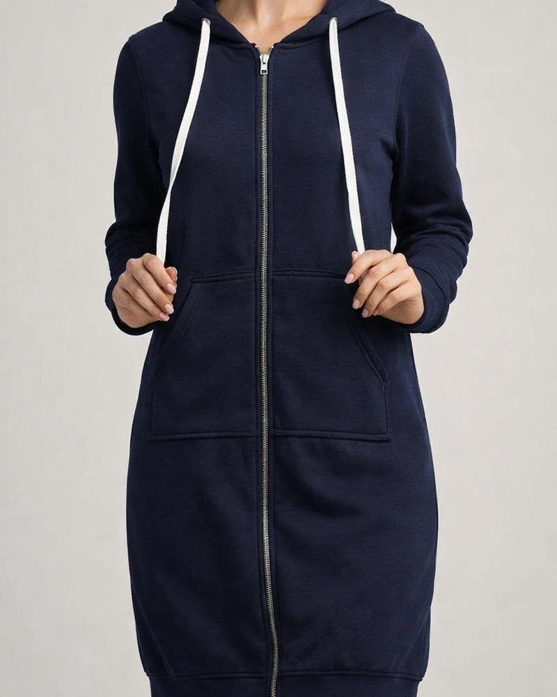 Women's Fall and Winter Sweater Large Size Loose Hooded Medium-length Jacket Plus Size Solid Color Jacket | JRSEE:c0947f30-b548-4373-b707-fa0ceb9ab31e