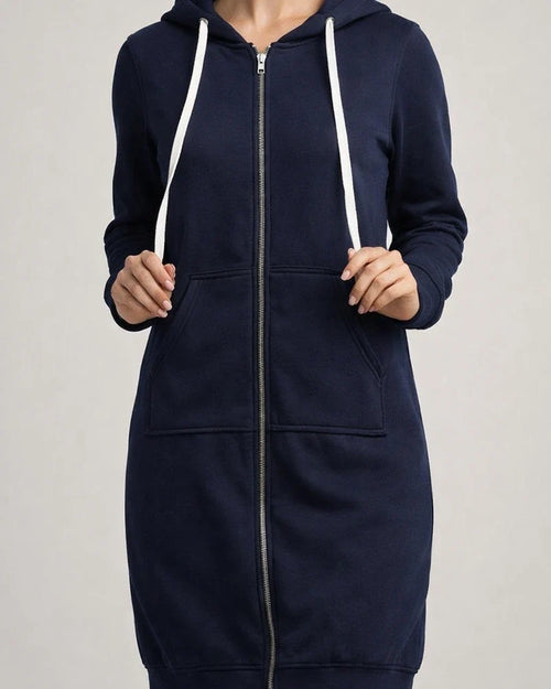 Women's Fall and Winter Sweater Large Size Loose Hooded Medium-length Jacket Plus Size Solid Color Jacket | JRSEE:c0947f30-b548-4373-b707-fa0ceb9ab31e